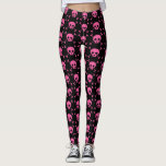 Goth Girl Pink Black Skulls Pattern Cool Leggings<br><div class="desc">Funky pink skull leggings for your favourite emo friend. A way to be cool and girly,  but also punk rock.</div>