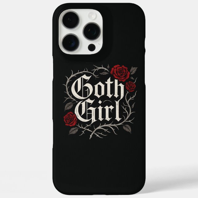 Goth Girl Red Rose Floral Vine Black Gothic Case-Mate iPhone Case (Back)