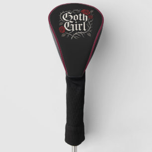 Goth Girl Red Rose Floral Vine Black Gothic Golf Head Cover