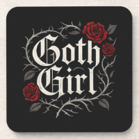 Goth Girl Red Rose Thorns Typography Floral Gothic