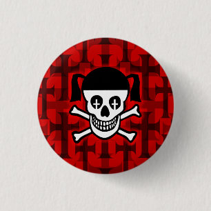 Goth Girl Skull & Crosses 3 Cm Round Badge