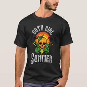 Goth Girl Summer Aesthetic Gothic Orange Skull Dar T-Shirt
