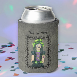 Goth Girl Tattoos Barbed Branch Frame Grunge Grey Can Cooler