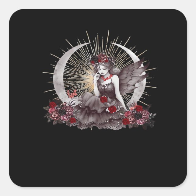 Goth Girl Whimsigoth Classic Square Sticker (Front)