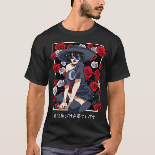Goth Girl Witch Roses Halloween Sorcery Witchcraft T-Shirt