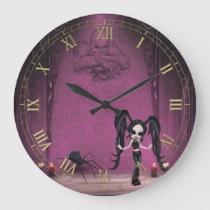 Goth Girl with Spider Wall Clock