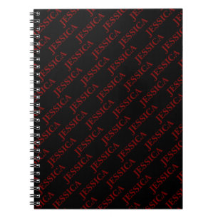 Goth Girly Red & Black Name Feminine Office Notebook