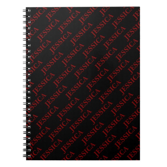 Goth Girly Red & Black Name Feminine Office Notebook (Front)