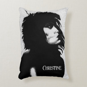 Goth Goddess Portrait Original Art Black White Decorative Cushion
