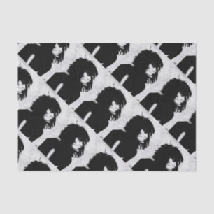 Goth Goddess Portrait Original Art Black White Tissue Paper