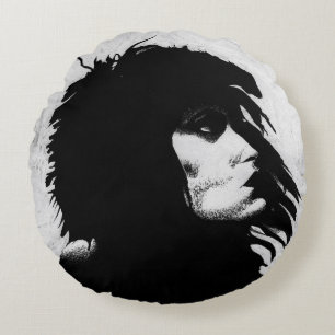 Goth Goddess Portrait Original Art Throw Round Cushion