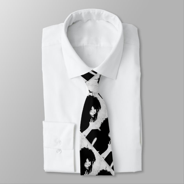 Goth Goddess Woman Portrait Iconic Fashion Art Tie (Tied)