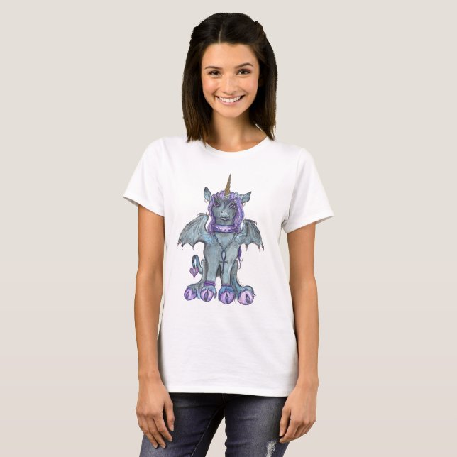 Goth Gothic Dark Unicorn UNIQUE-CORN T-Shirt (Front Full)