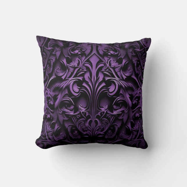 Goth Gothic Design Black & Purple Cushion (Front)