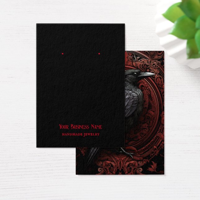 Goth Gothic Raven Crow Bird Earring Display Card (Desk)