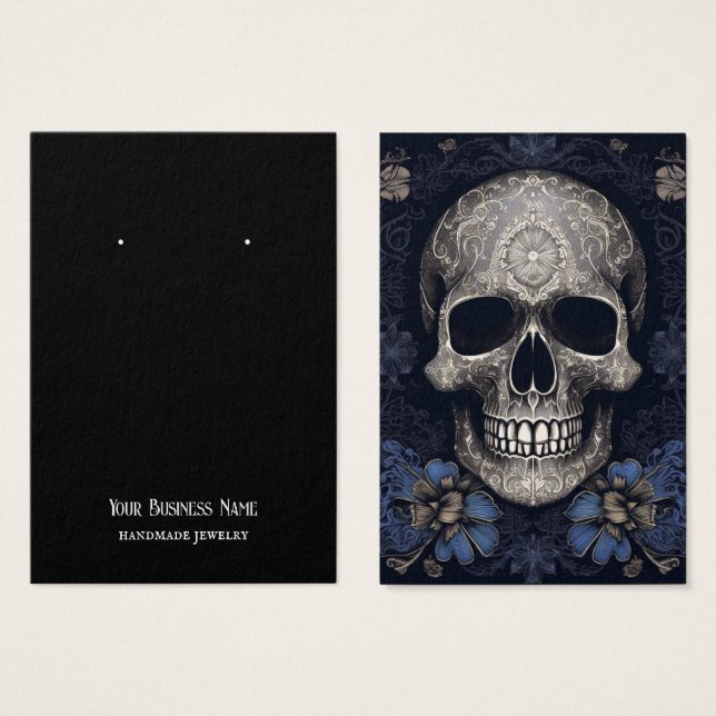 Goth Gothic Skull Earring Display Card (Front & Back)