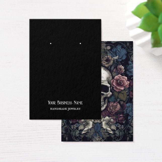 Goth Gothic Skulls Flowers Earring Display Card (Desk)