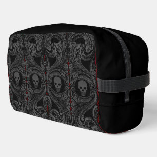 Goth Grey Ornament with Skull Dopp Kit