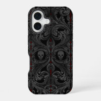 Goth Grey Ornament with Skull