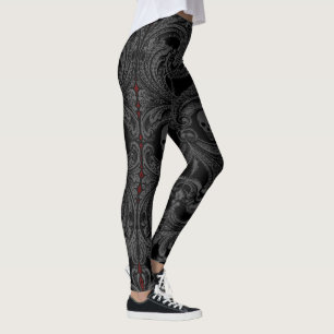 Goth Grey Ornament with Skull Leggings
