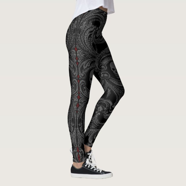 Goth Grey Ornament with Skull Leggings (Right)