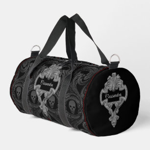 Goth Grey Ornament with Skull Personalised Duffle Bag