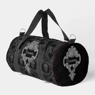 Goth Grey Ornament with Skull Personalised Duffle Bag