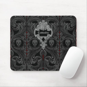 Goth Grey Ornament with Skull Personalised  Mouse Mat