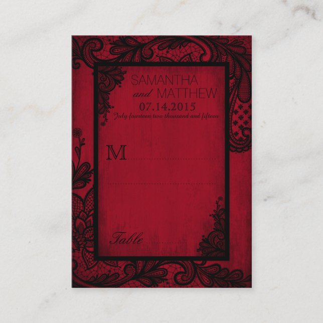 Goth Grunge Lace Wedding Place Cards (Front)