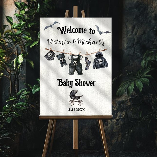 Goth Halloween Clothesline Baby Shower Welcome Poster (Creator Uploaded)