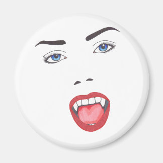 Goth Halloween Fangs Vampire Woman Face Magnet