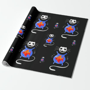 Goth Halloween Funny Cat Gift Wrap on a Roll