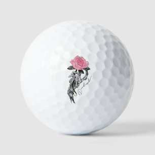 Goth Hand Skeleton With Pink Rose   Dead Inside Golf Balls