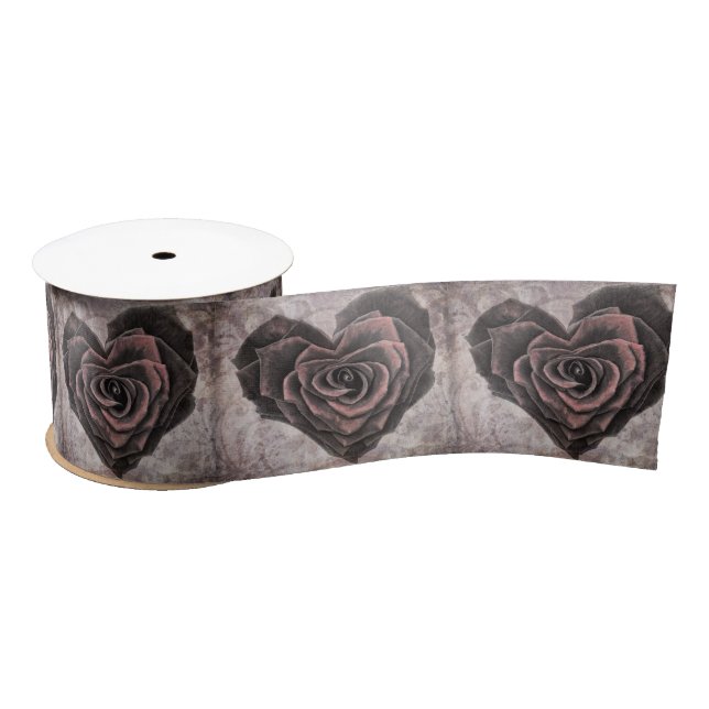 goth heart rose ribbon satin ribbon (Spool)