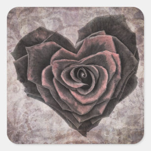 goth heart rose stickers