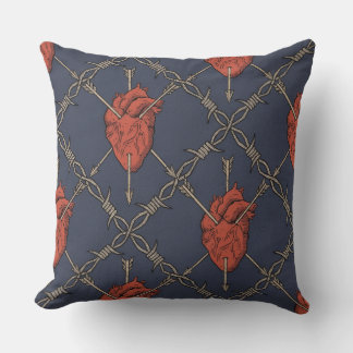 Goth heart throw pillow
