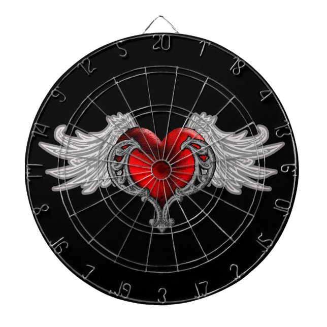 Goth Heart with Angel Wings Dartboard (Front)