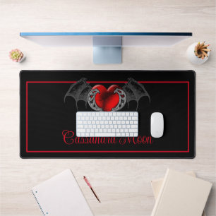 Goth Heart with Bat Wings Personalised  Desk Mat