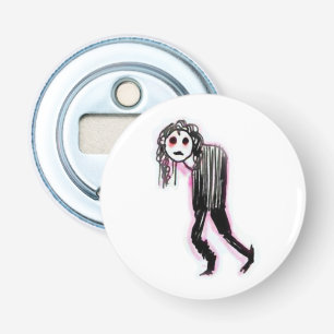 Goth Illustration Button Bottle Opener