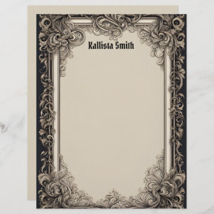 Goth Inspired Intricate Frame Stationery Paper Custom Letterhead