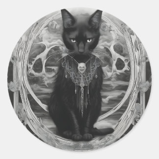 Goth Kitty Classic Round Sticker