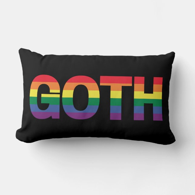 Goth LGBTQ+ Rainbow Lumbar Cushion (Front)