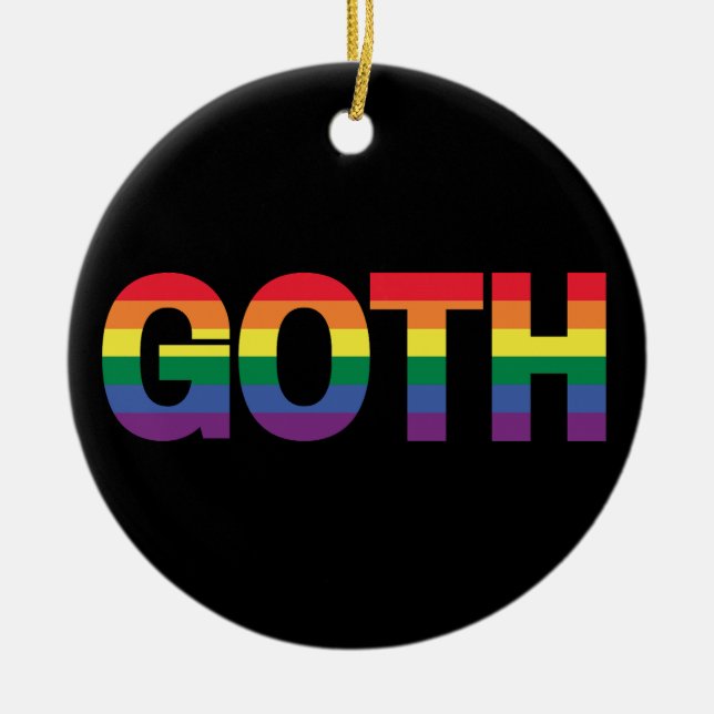 Goth LGBTQ+ Regenbogen Ceramic Tree Decoration (Front)