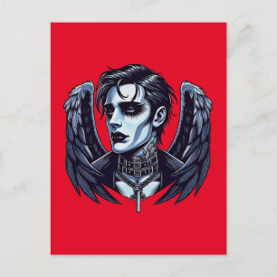Goth Man Angel Dark Fantasy art Postcard
