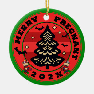 Goth Merry & Pregnant Christmas Ceramic Tree Decoration