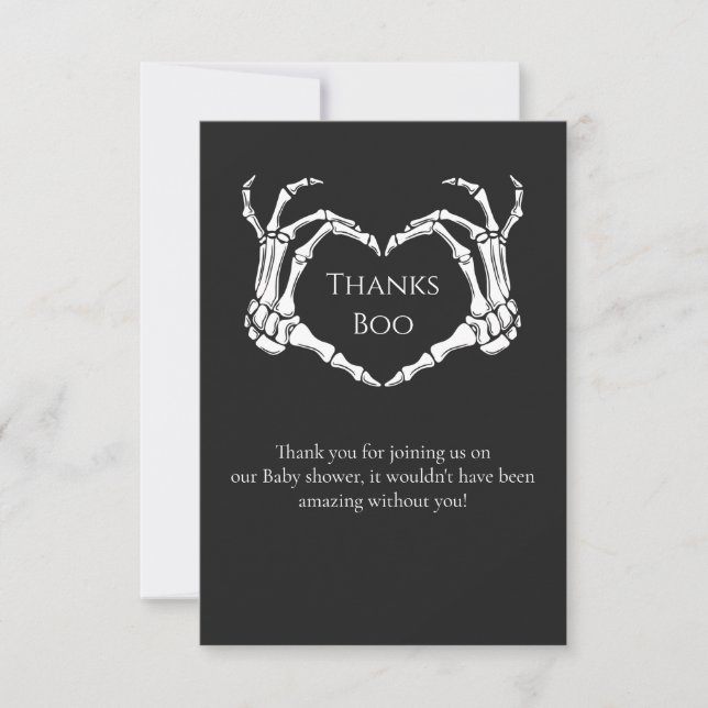 Goth Minimal Skeleton Baby shower Thank you Card (Front)