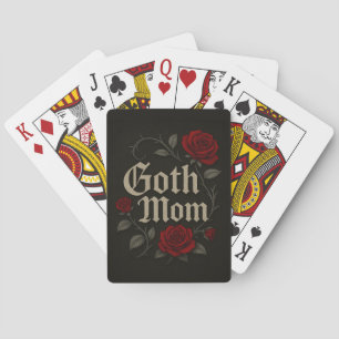 Goth Mom Red Rose Floral Victorian Typography Playing Cards