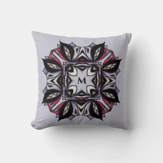 Goth Monogram Black Purple Gothic Mandala Cushion