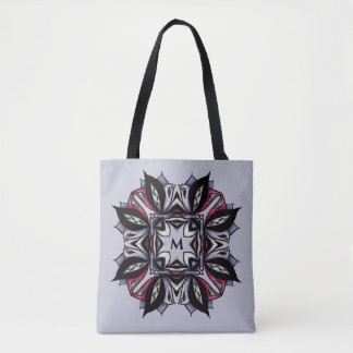 Goth Monogram Black Purple Gothic Mandala Tote Bag
