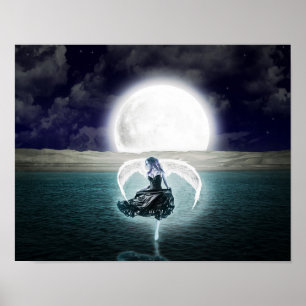 goth moon angel poster